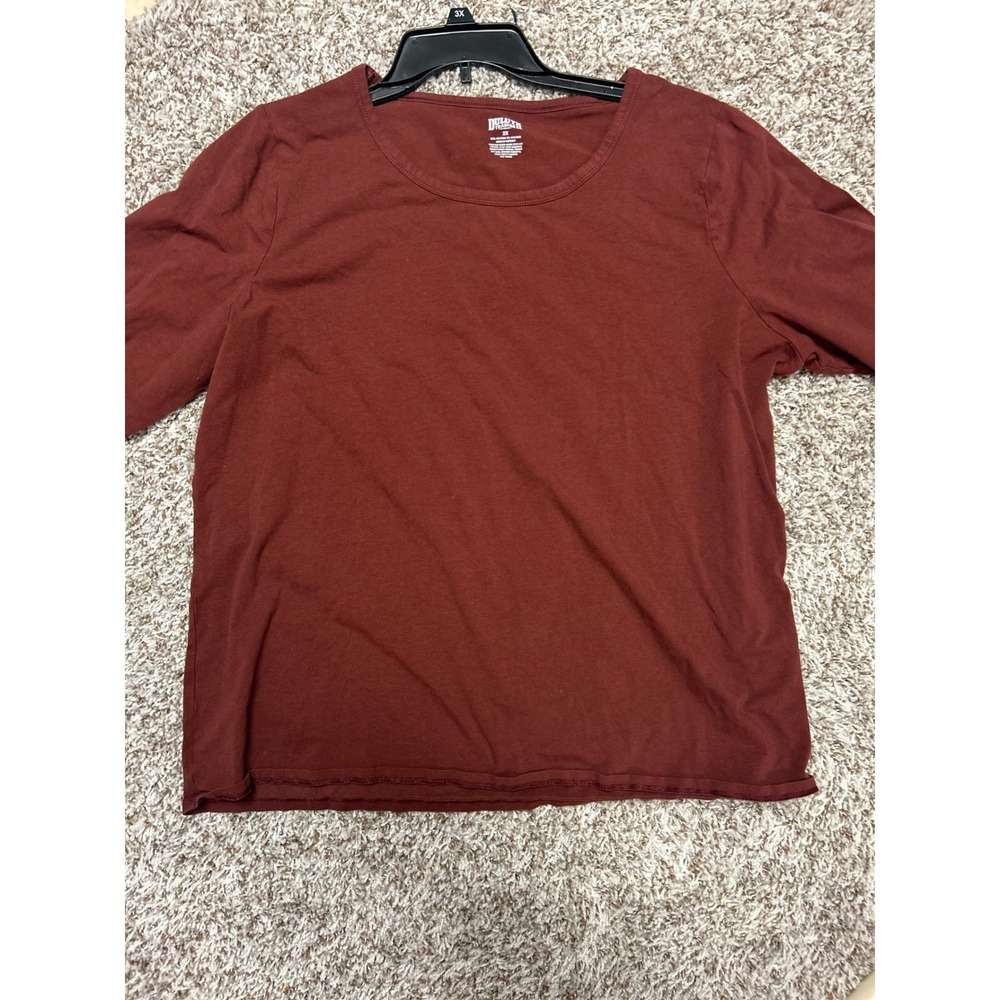 Duluth Trading Co Longtail T Shirt Rust Red Long Sleeve Scoop Neck Womens 2X